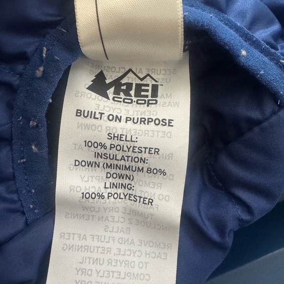 REI Kids Blue/Sky Reversible Puffer Down Jacket - Picture 6 of 8